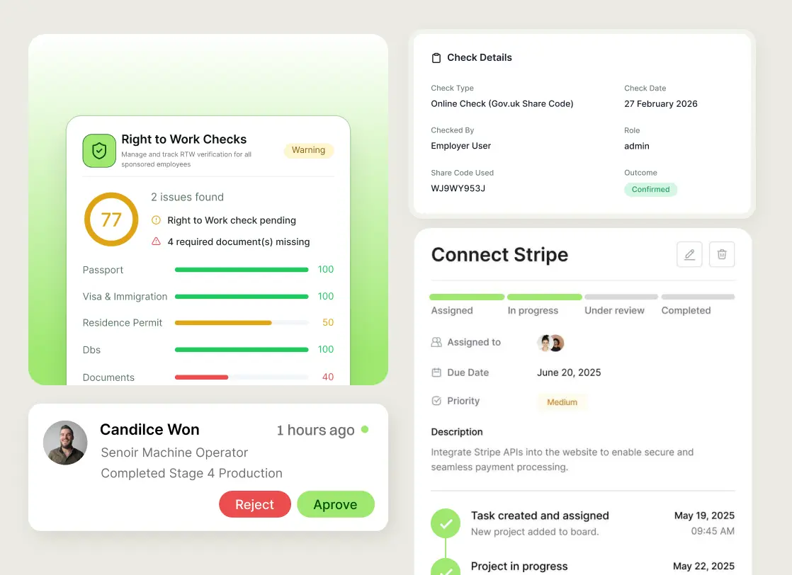 Root HR Right to Work dashboard